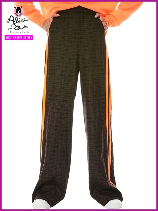 Alice + Olivia Pants - Alice + Olivia Dylan Orange Plaid High Rise Brown Black Pant